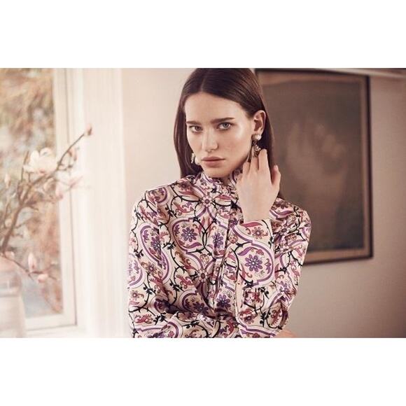 Levete Room Silk Blend Long Sleeve Blouse Size M - Picture 3 of 8